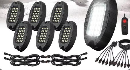 24 LED White Rock Lights 6-Pack W/Harness